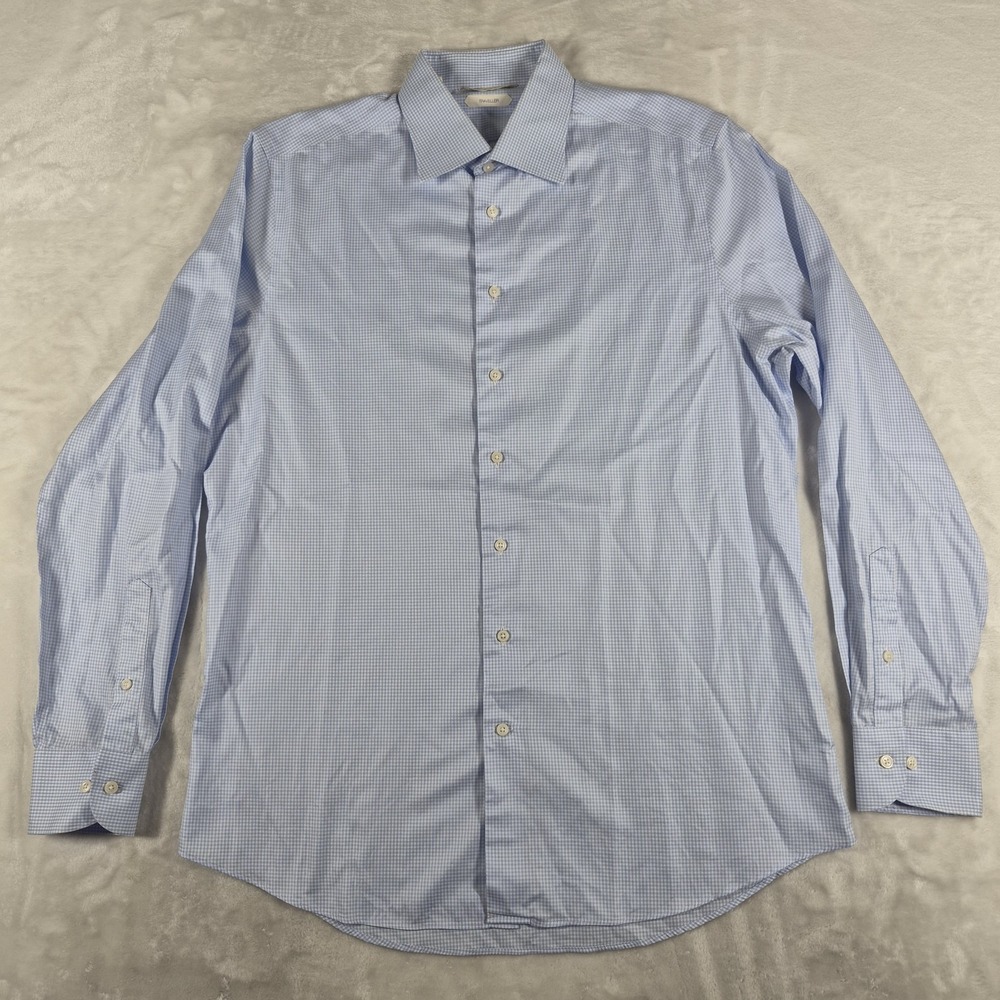 Suitsupply Traveller Dress Shirt Men's 16 / 41 Blue White Slim Fit Gingham Check